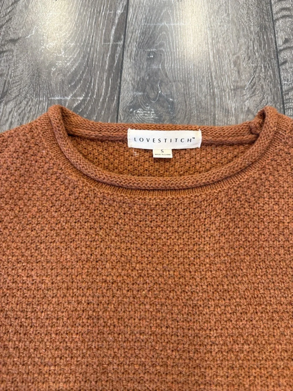 lovestitch Textured Crewneck Sweater - Rust - Picture 2 of 2